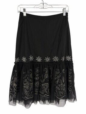 Basil & Maude Embroidered Mesh Whimsygoth Boho Skirt Size 0